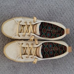 Sperry gold canvas platform sneakers